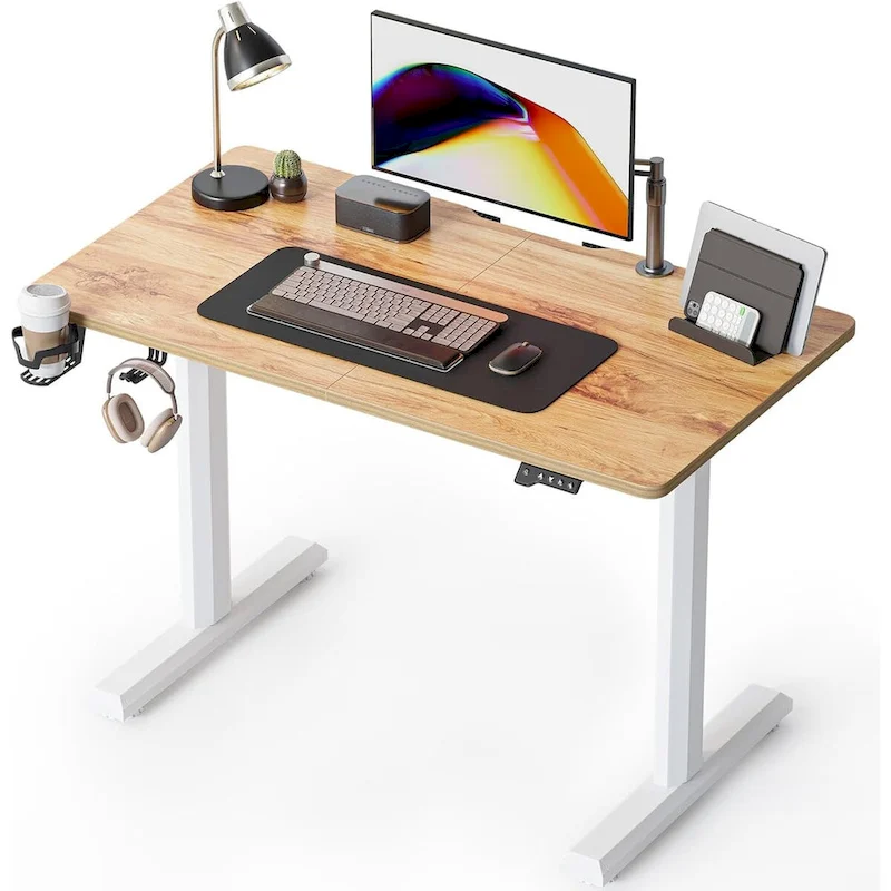 FEZIBO Standing Desk, Electric Stand up Height Adjustable Home Office Table, Sit Stand Desk with Splice Board