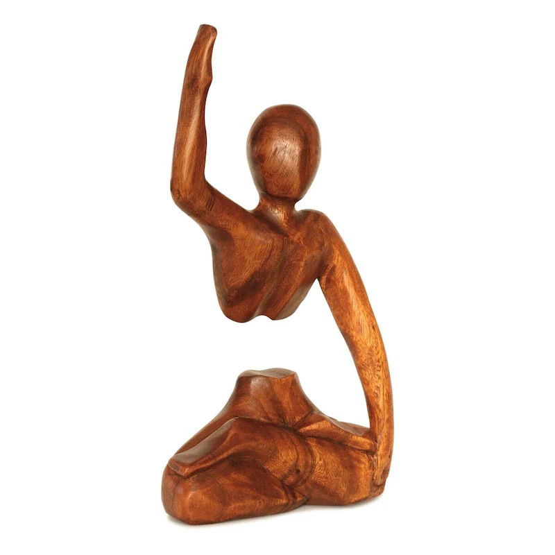 12  Wooden Handmade Abstract Sculpture Handcrafted Art Hand Up Statue Home Decor Decorative Figurine Accent Decoration