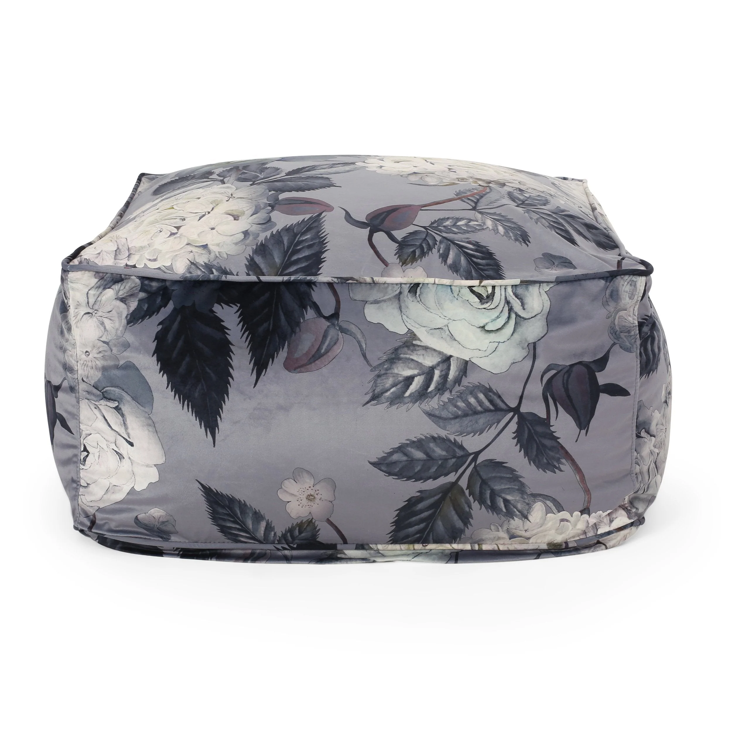 Traditional Fabric Flower Print Pouf - NH105413