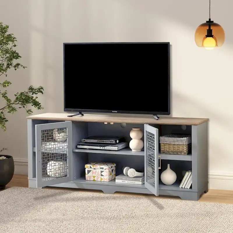 Roomfitters Modern Farmhouse TV Media Stand, Barn-Inspired Home Entertainment Console