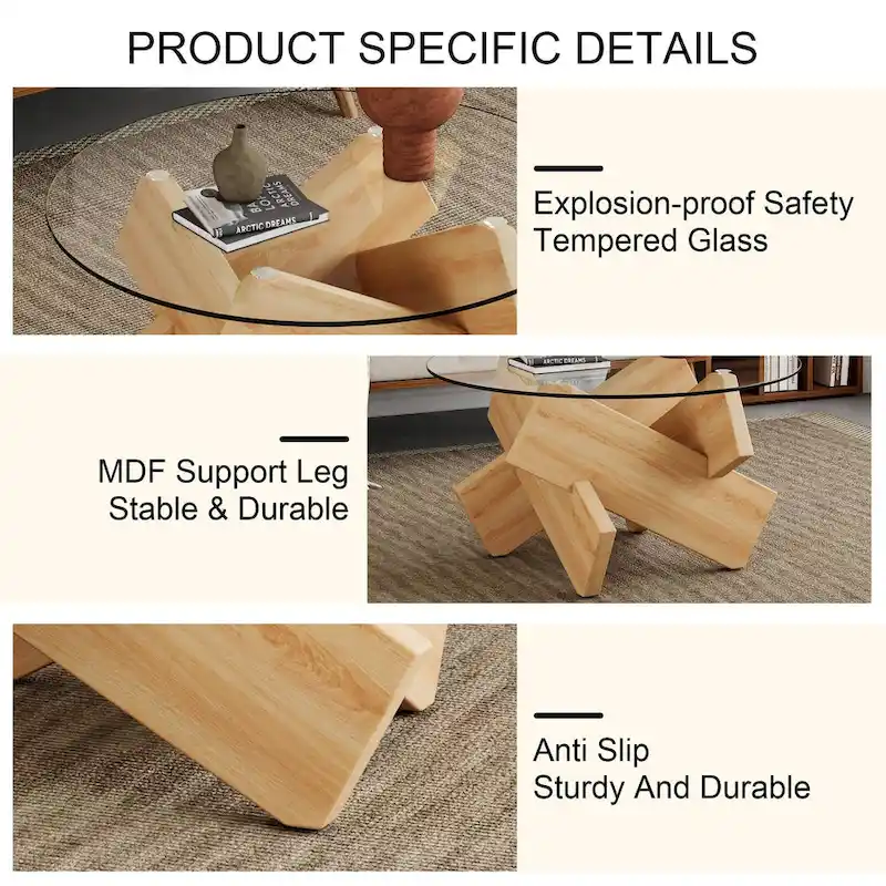 33.4 Modern Round Tempered Glass Table