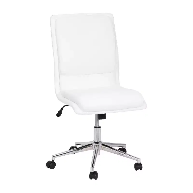 Emma and Oliver Modern Faux Leather Upholstered Mid-Back Home Office Chair with 5 Star Base and Pneumatic Seat Height Adjustment