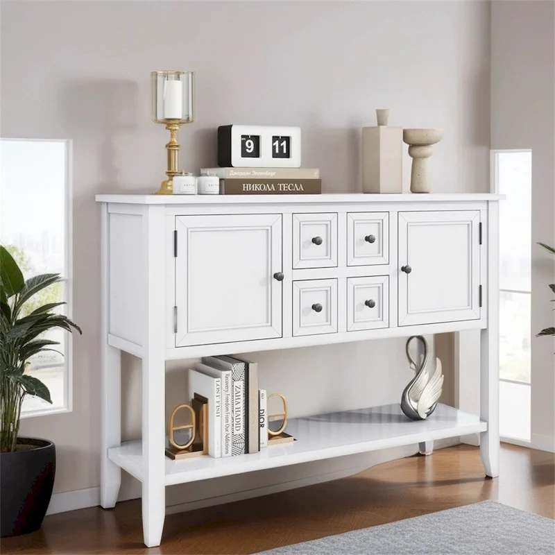 Cambridge Series Ample Storage Vintage Console Table w/Four Drawers