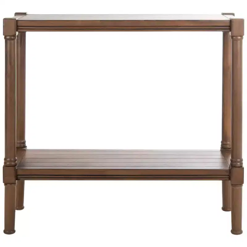 Console Table with Open Shelf – Brown / Distressed White