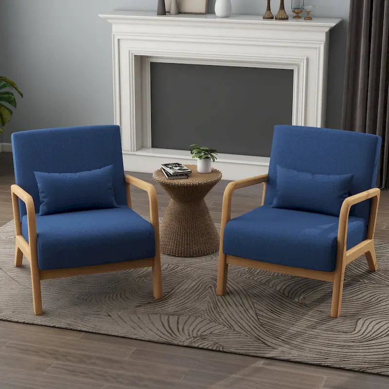 Upholstered Armchair Leisure Chair Accent Chairs Set of 2 with Pillow