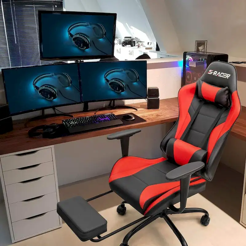 Gaming Chair with Footrest - Ergonomic Desk Chair