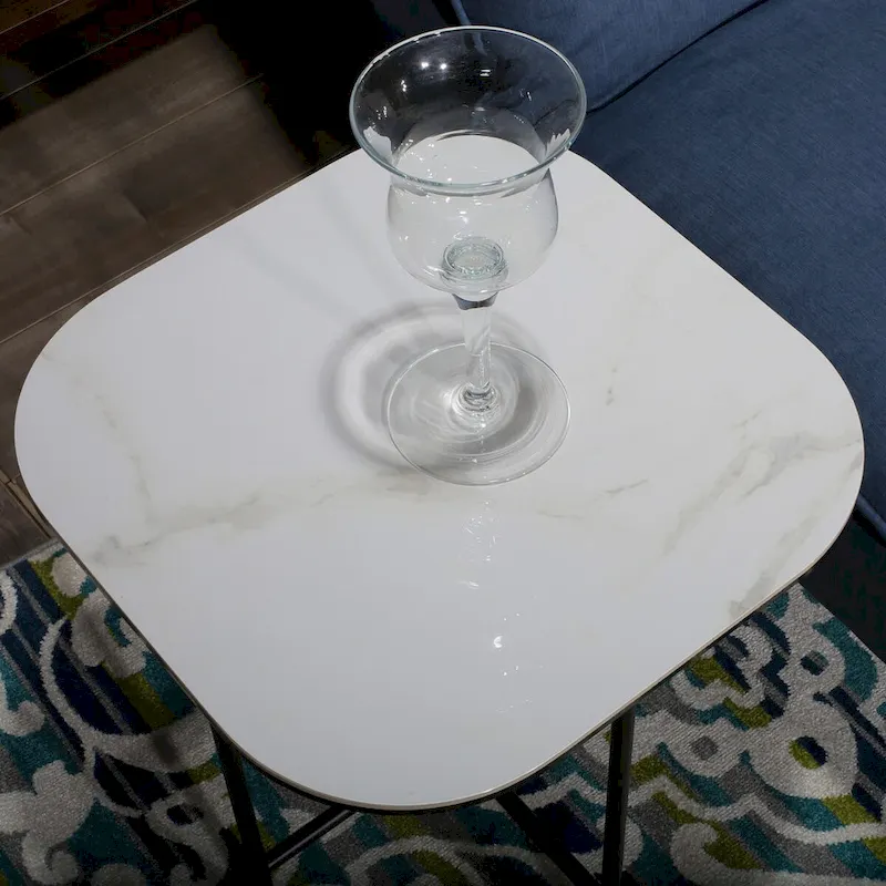 Lotus 3 Pieces White Ceramic Top Coffee Table Set - 15.75*47*23 inches