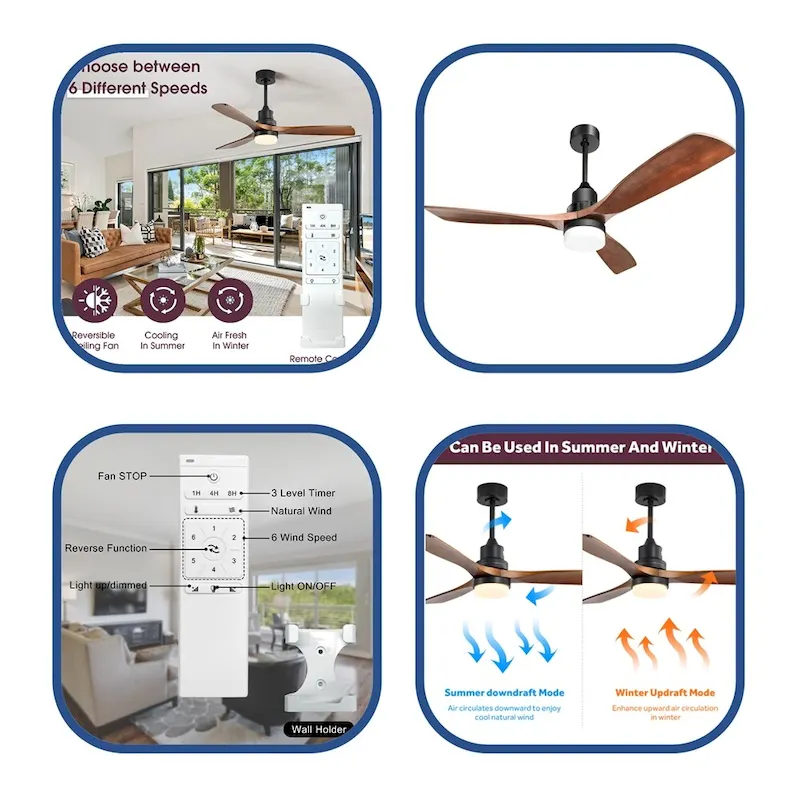 Ceiling Fan Light With 6 Speed Remote