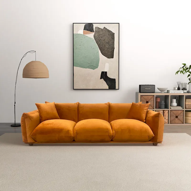 Arten Mid-Century Modern Luxury Boucle/Velvet Couch