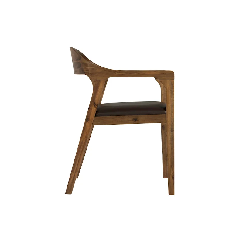Rubberwood Dining Armchair with Faux Leather Seat