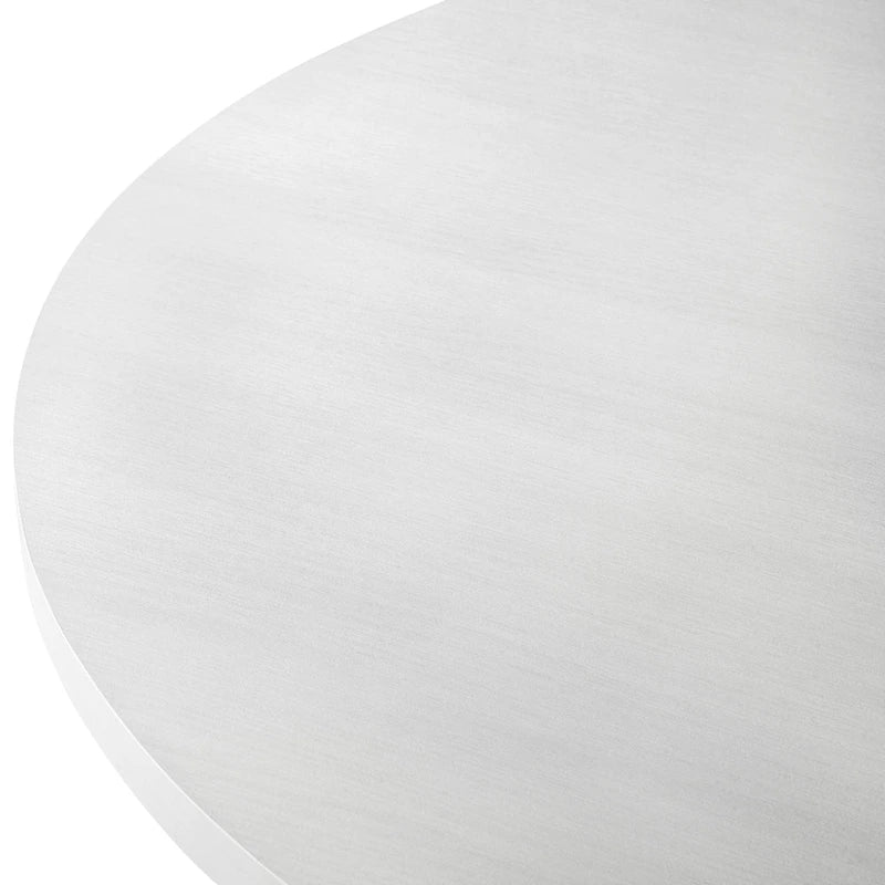 Roundhill Furniture Edo Round Dining Table, Trestle Base, White Finish