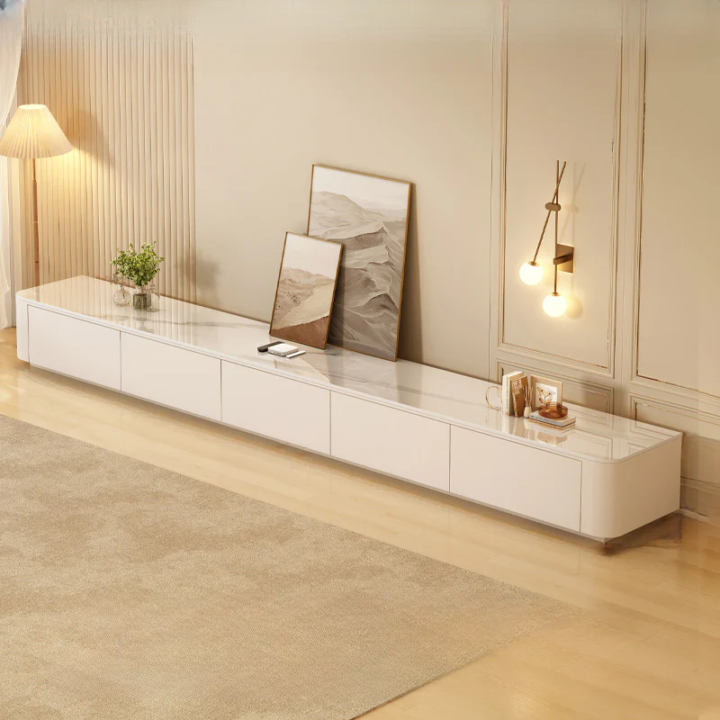 Modern Wooden TV Stand with Drawers and Cable Management