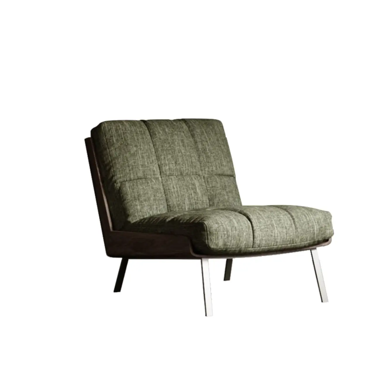 Modern Green Fabric Flared Arm Lounge Chair