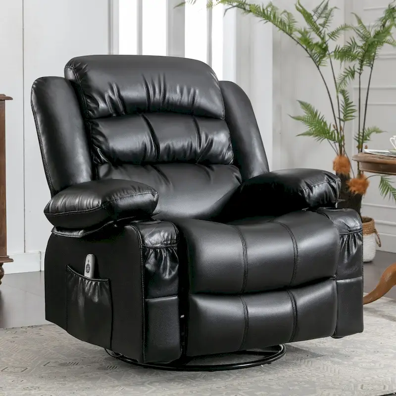 Massage Swivel Rocker Recliner Chair with Vibration Massage and Heat Ergonomic Lounge Chair USB Charge Port