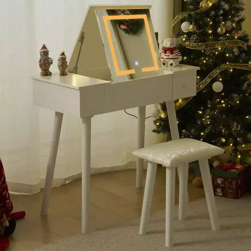 White Dressing Table Set With Led