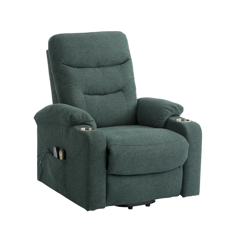 Clihome Soft Upholstered Electric Massage Recliner with Cup Holder