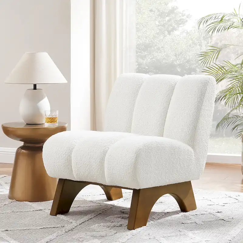 Art Leon Modern Wood and Fabric Accent Sofa Chair