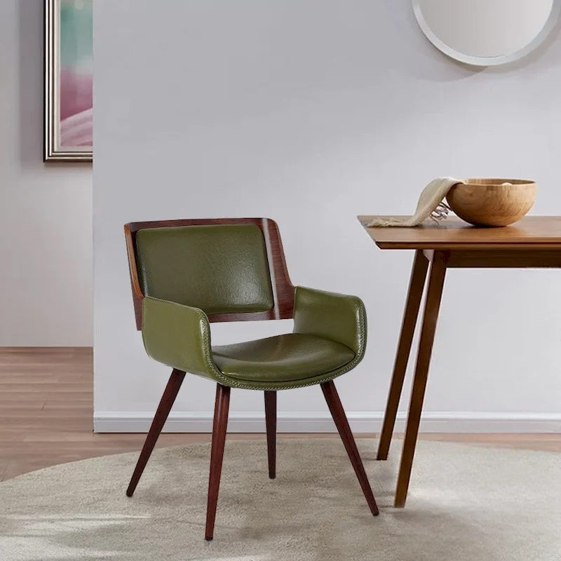 Faux Leather Mid-Century Dining Chair with Metal Legs