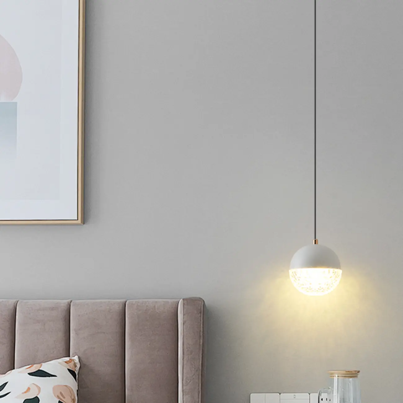 Modern Rose Gold Clear Globe Liftable Pendant Light