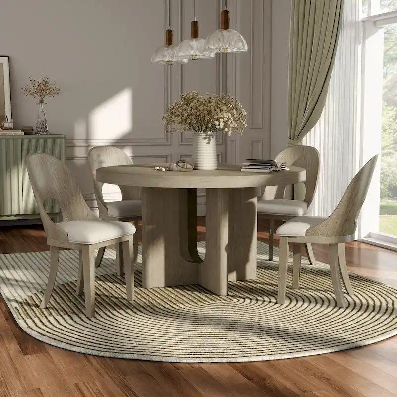 Furniture of America Piez Modern 5-Piece Solid Wood Round Dining Set