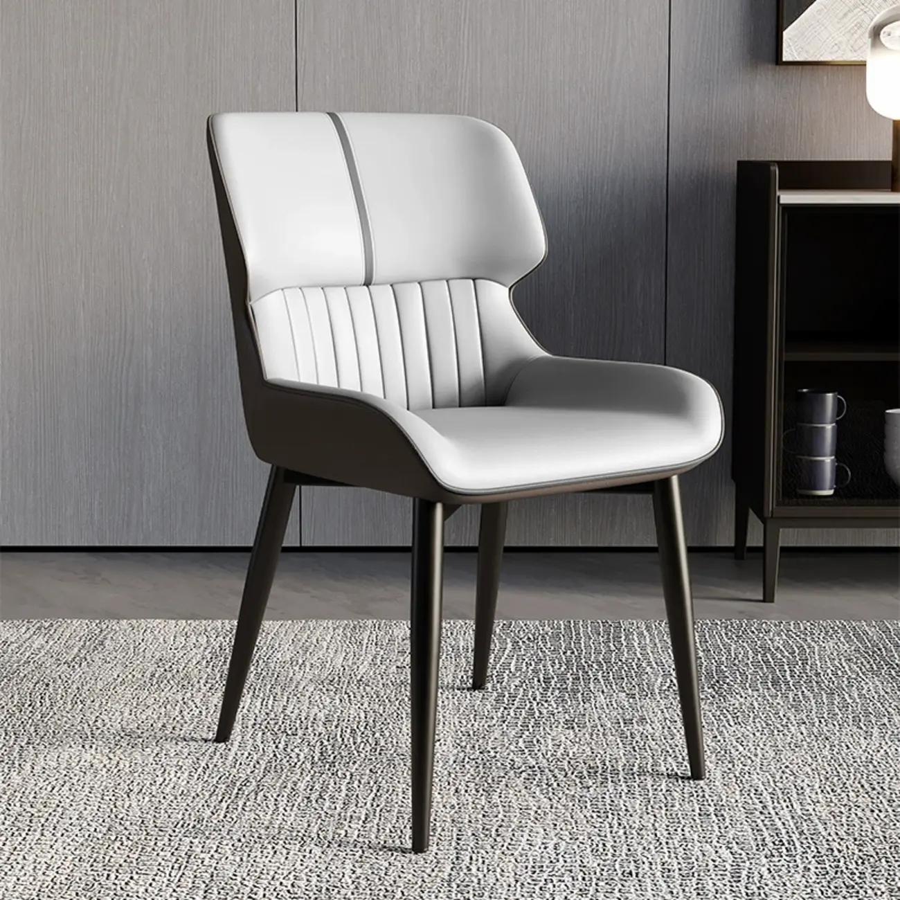 Leather Low Solid Back Armless Dining Side Chair