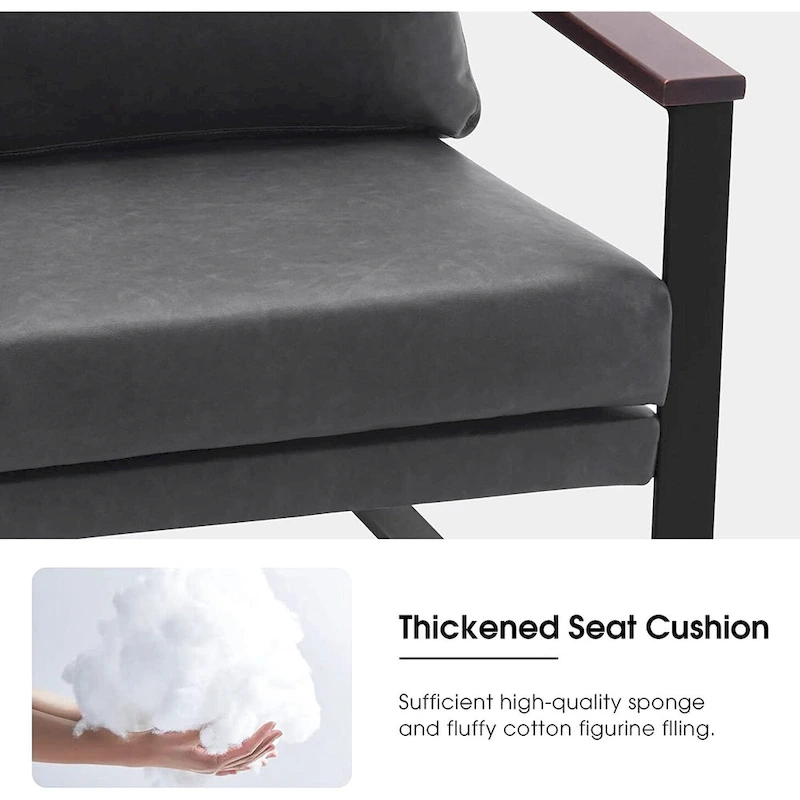 MCombo Modern Accent Chair with Upholstered Cushion, Faux Leather HQ304