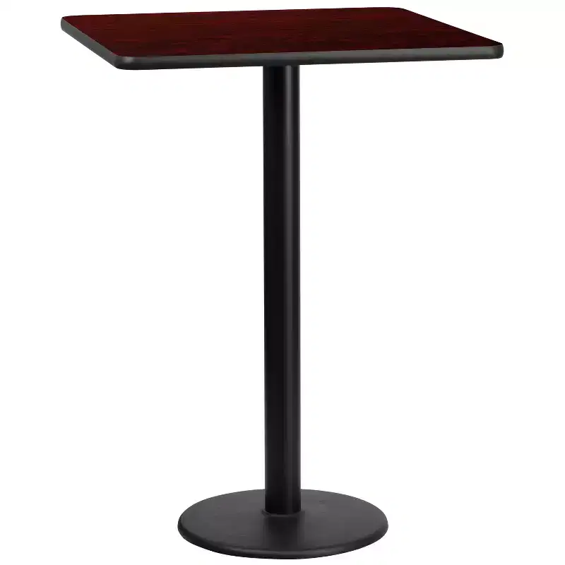Emma and Oliver 30 Square Laminate Table Top with 18 Round Bar Height Table Base