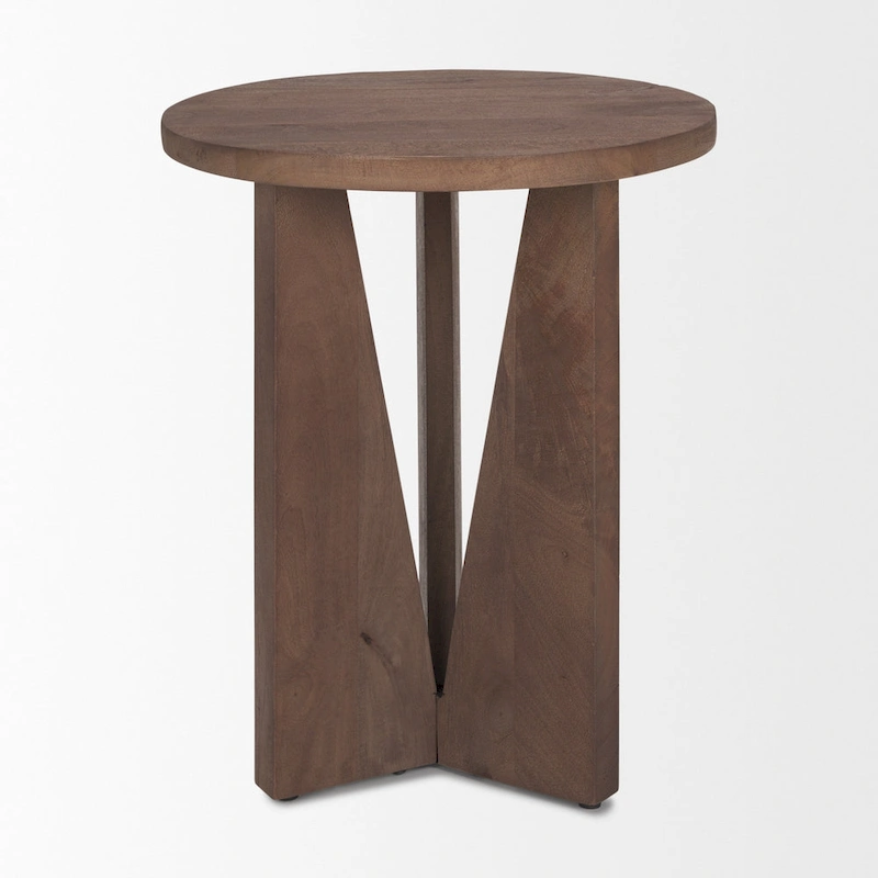 Mattius Black Solid Wood Round Accent Table - 18L x 18W x 22H