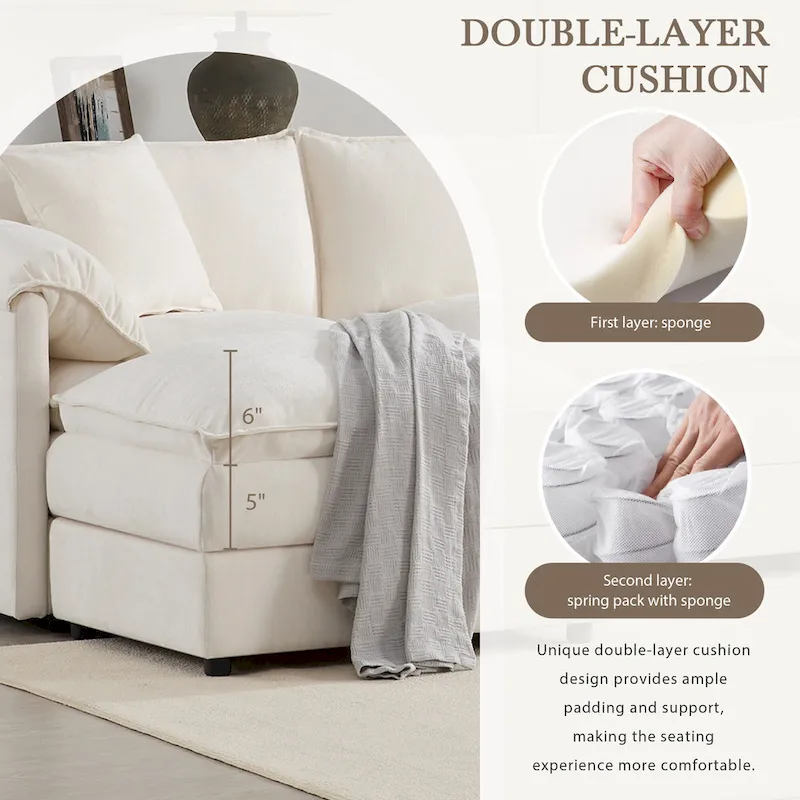 Chenille Modular Sectional Sofa, U Shaped Cloud Upholstered Couch Set