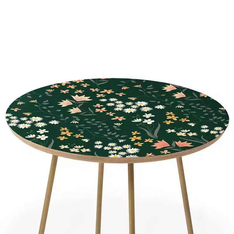 Round Emanuela Carratoni Meadow Flowers Theme Side Table - Deny Designs