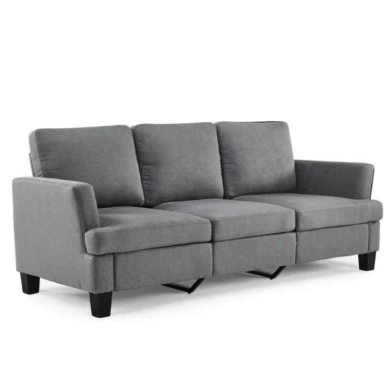 83.5 Upholstered Square Arm Suede Sofa