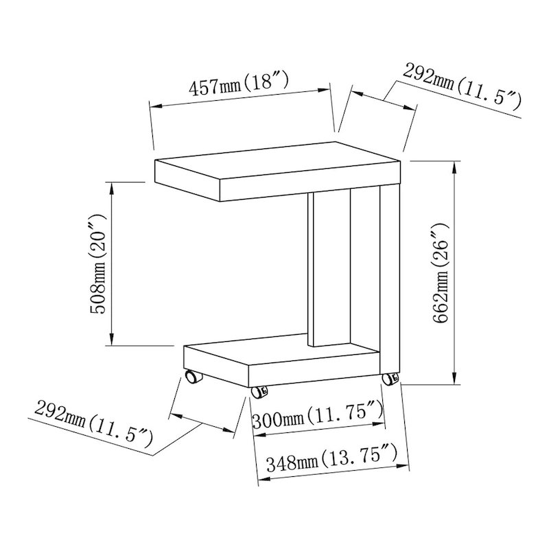Otis Modern Mobile 18-inch 1-Shelf Side Table by Furniture of America