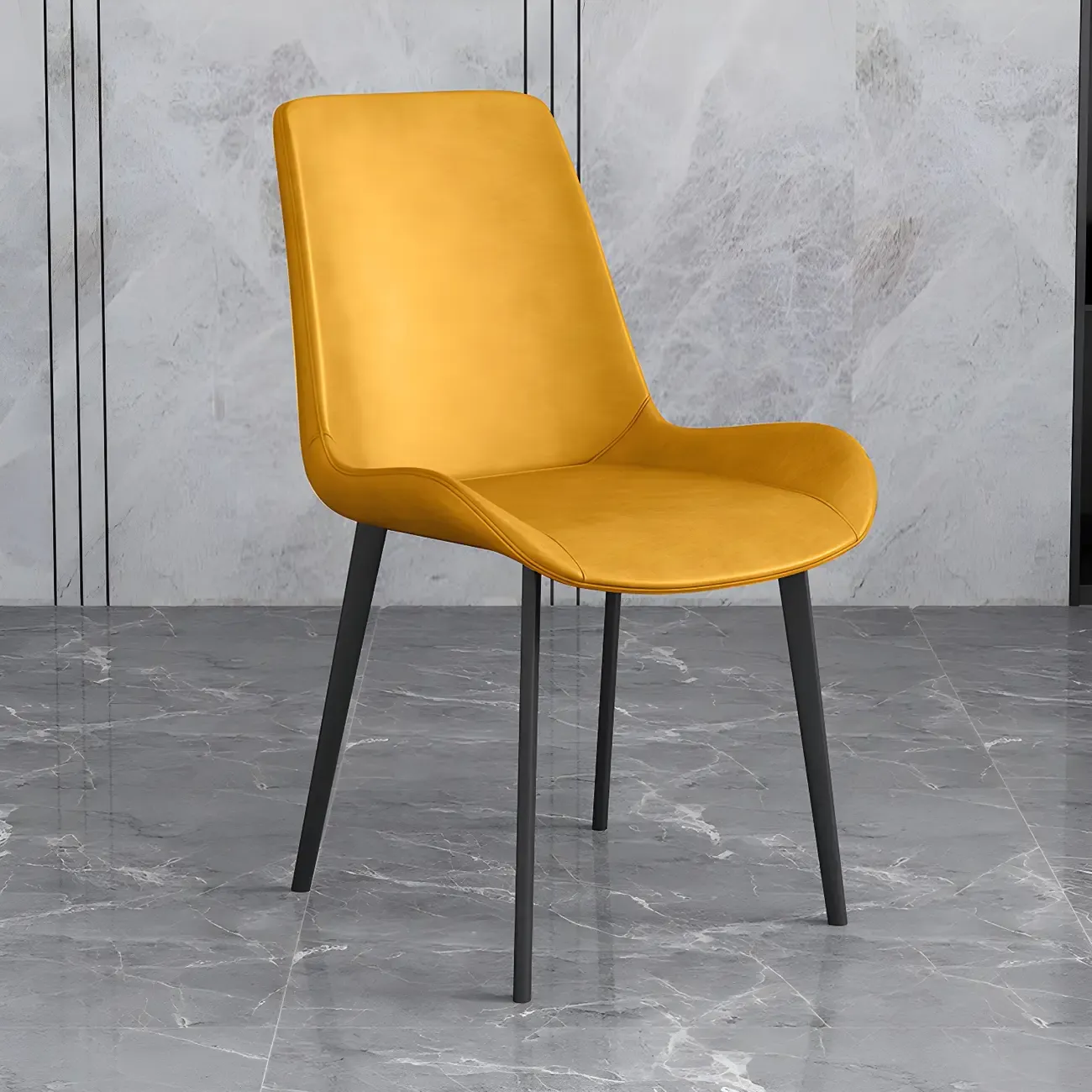 Sloped Armless Leather Upholstered Parsons Dining Chair