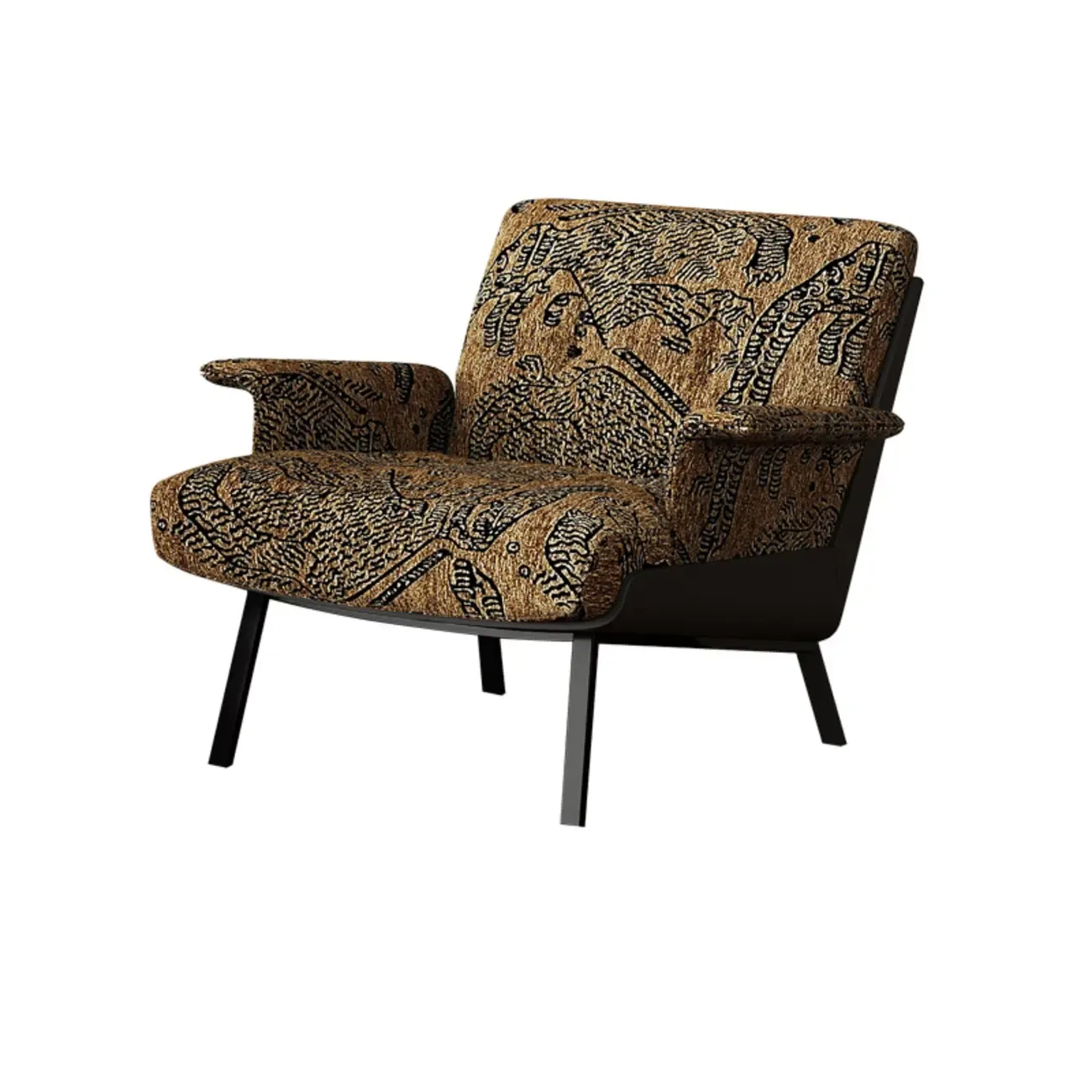 Art Deco Flannel Tufted Back Accent Chair with Arms