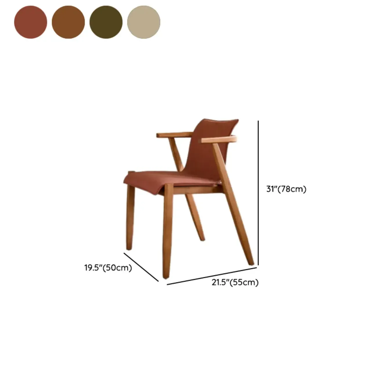 Oak wood Faux Leather Mid-Century Arm Chair
