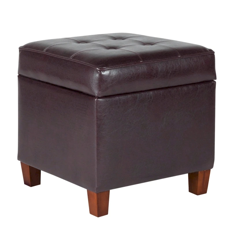 Porch & Den Bittern Square Tufted Faux Leather Storage Ottoman