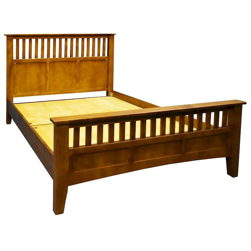 Mission Style Quarter Sawn Oak Bed With Slats - Michael's Cherry
