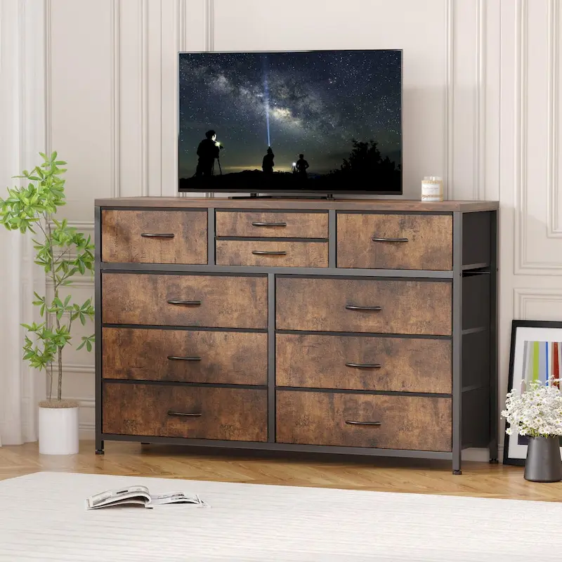 10 Drawer Dresser TV Stand - 55 inches