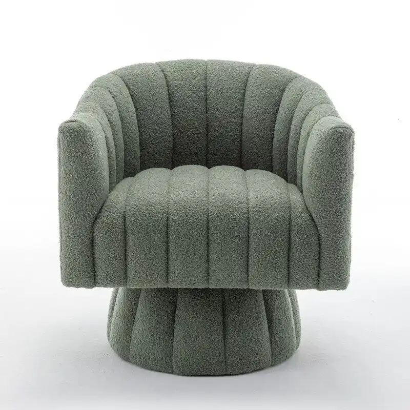 SEYNAR Modern Glam Velvet Upholstered Round Swivel Accent Barrel Chair