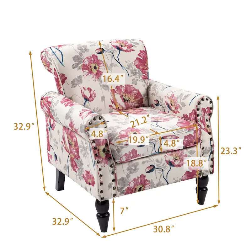 Living Room Armchair with Nailhead Trim - 29.9 W x 29.9 H x 32.9 D