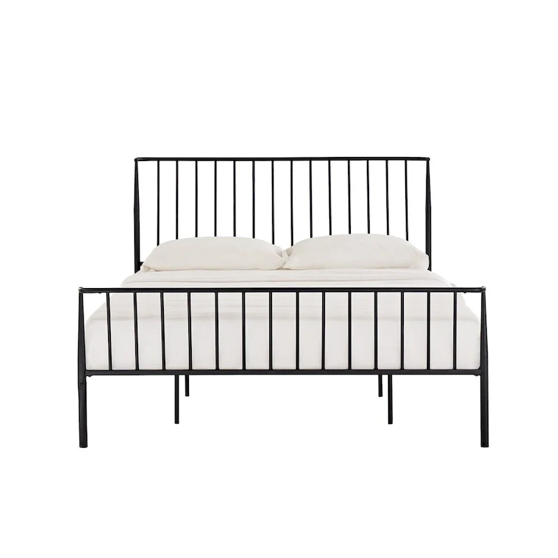 Matte Black Finish Metal Queen Bed