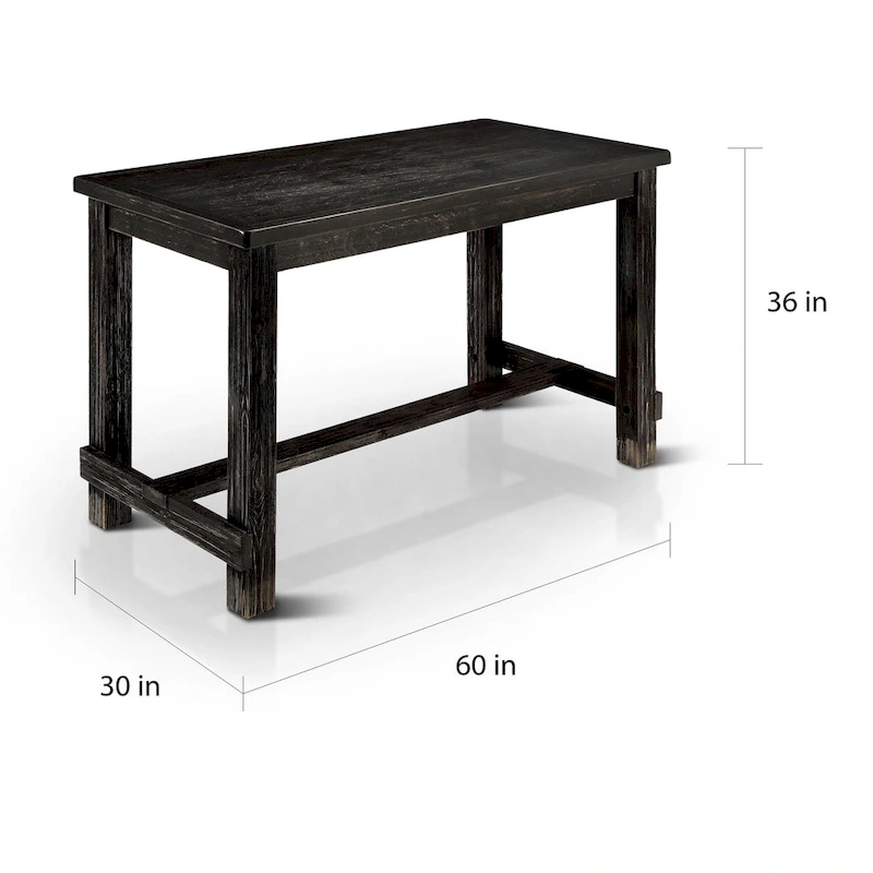 Furniture of America Tays Rustic Black 60-inch Counter Height Dining Table