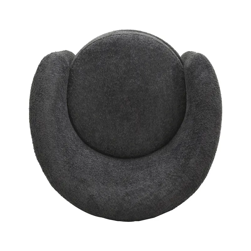 Boucle Upholstered Accent Chair with Curved Back, Plush Seating and No Assembly Required