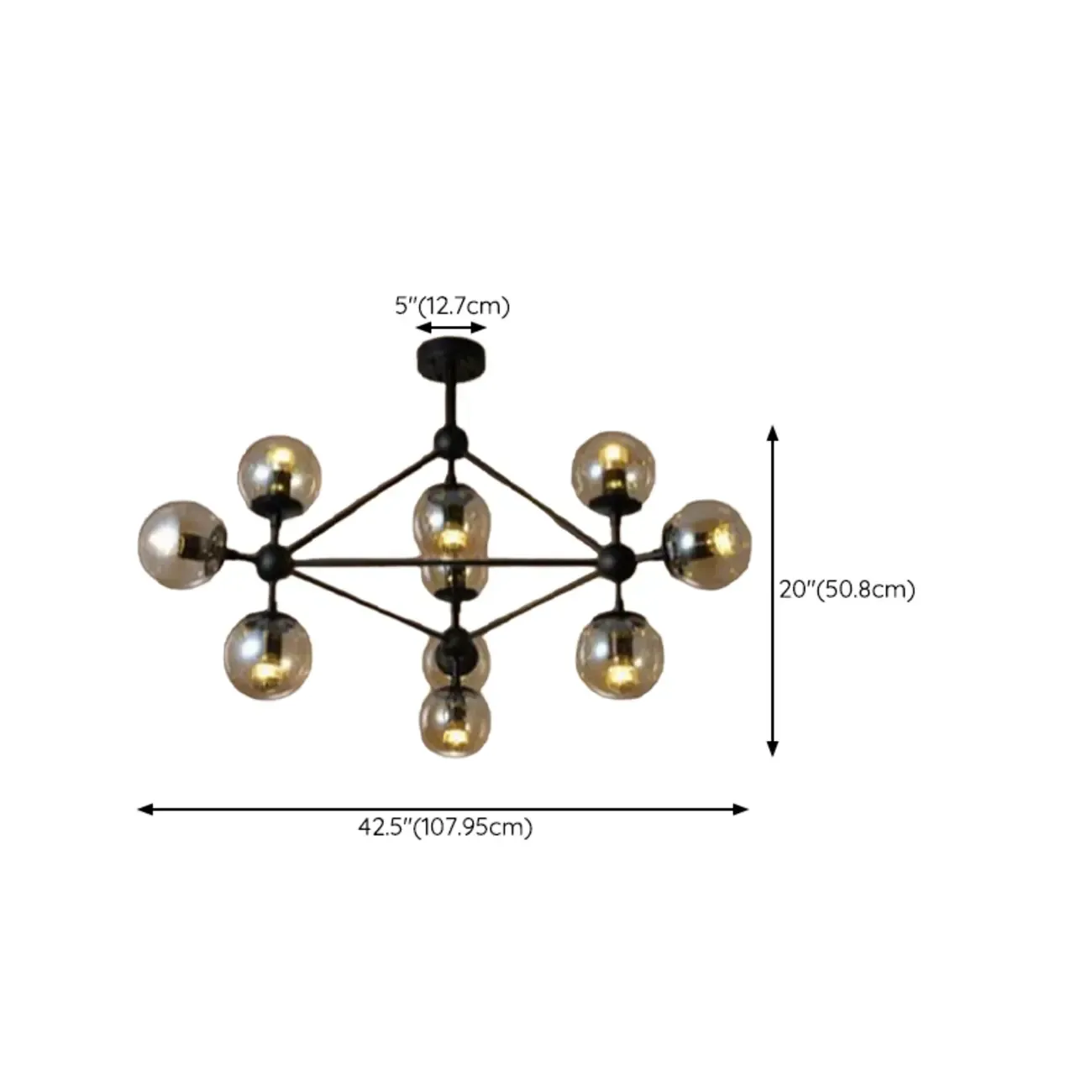 Multi-Light Modern Black LED Chandelier with Geometric Design