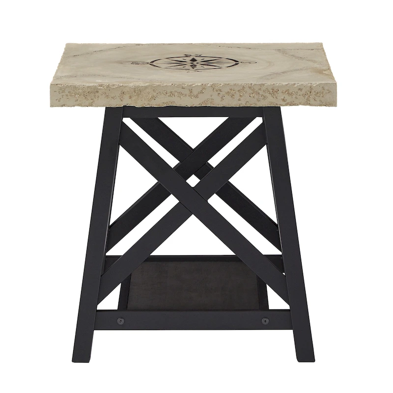 Bryson Rustic X-Base End Table with Shelf by iNSPIRE Q Classic