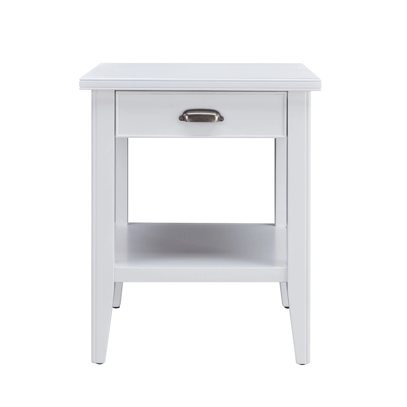Laurent 20 in. Solid Wood End Table with Shelf and Drawer