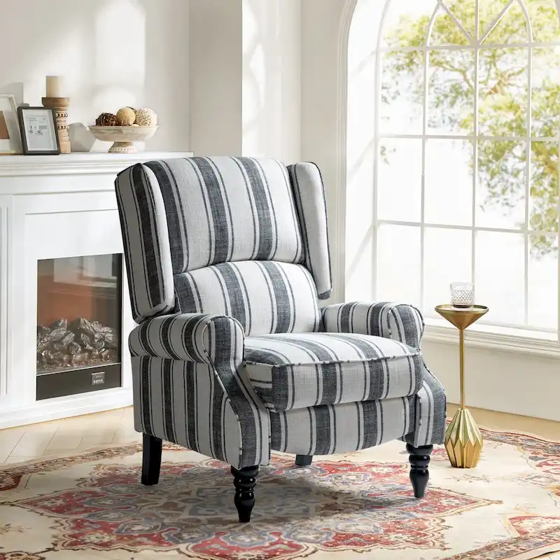 Olympus Upholstered Classic Manual Wingback Recliner with Solid Wood Legs by HULALA HOME