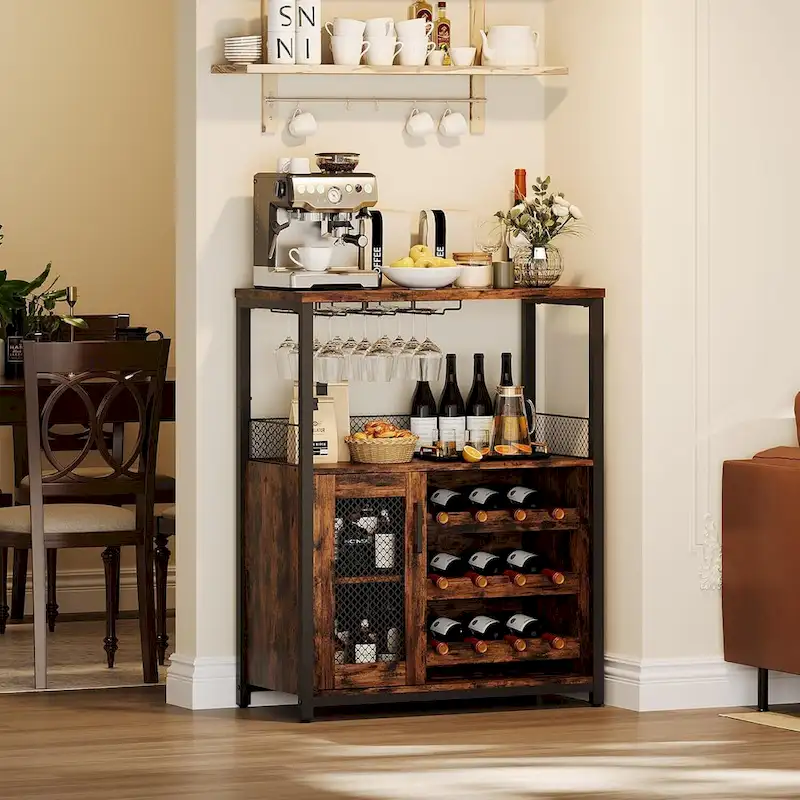 IDEALHOUSE Wine Bar Rack Cabinet with Light