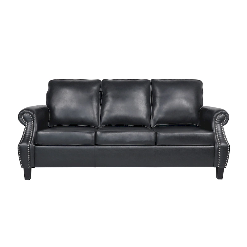 Dowd Faux Leather 3 Seater Sofa with Nailhead Trim by Christopher Knight Home