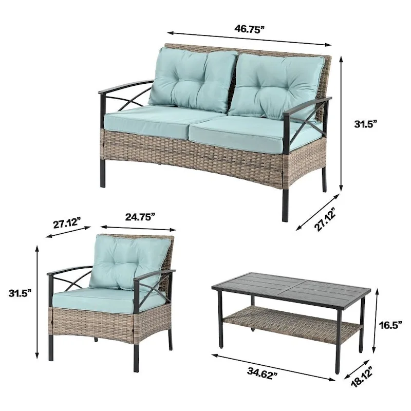 Patio Seasonal Four Set PE Wicker Furniture